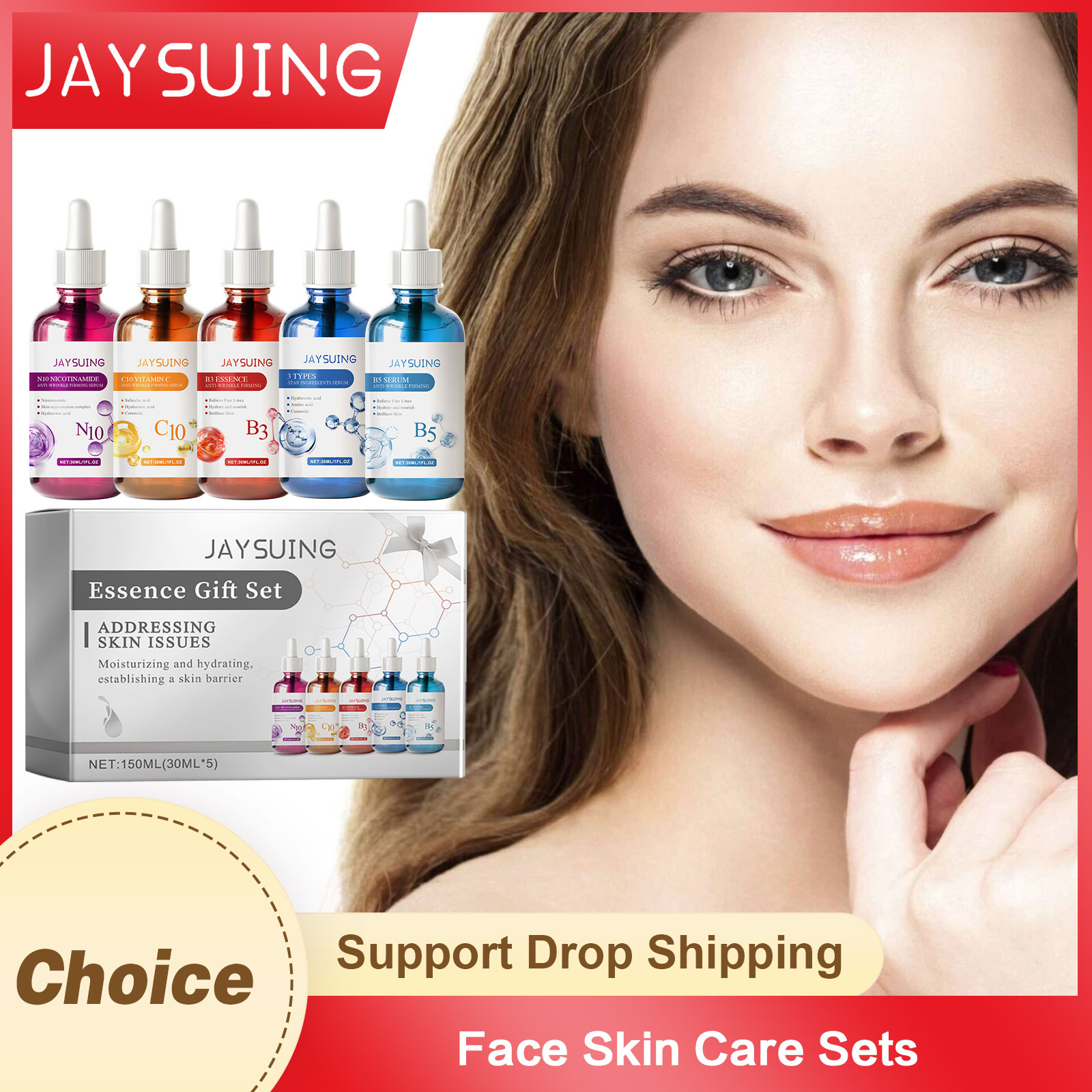 Niacinamide Pore Shrinking Essence - Face Serum Skin Care Sets 5PCS