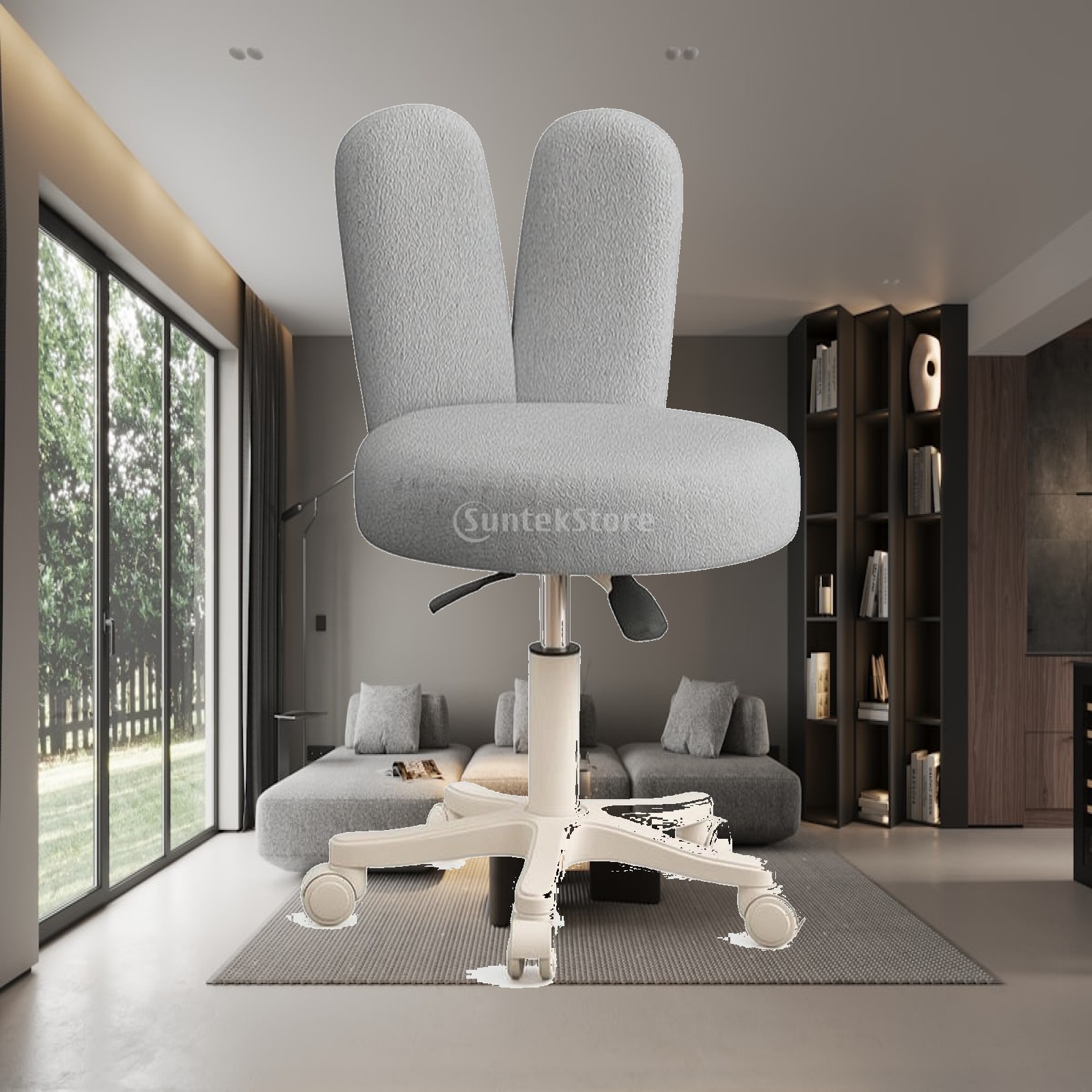 Makeup - Rolling Stool with Backrest Height Adjustable