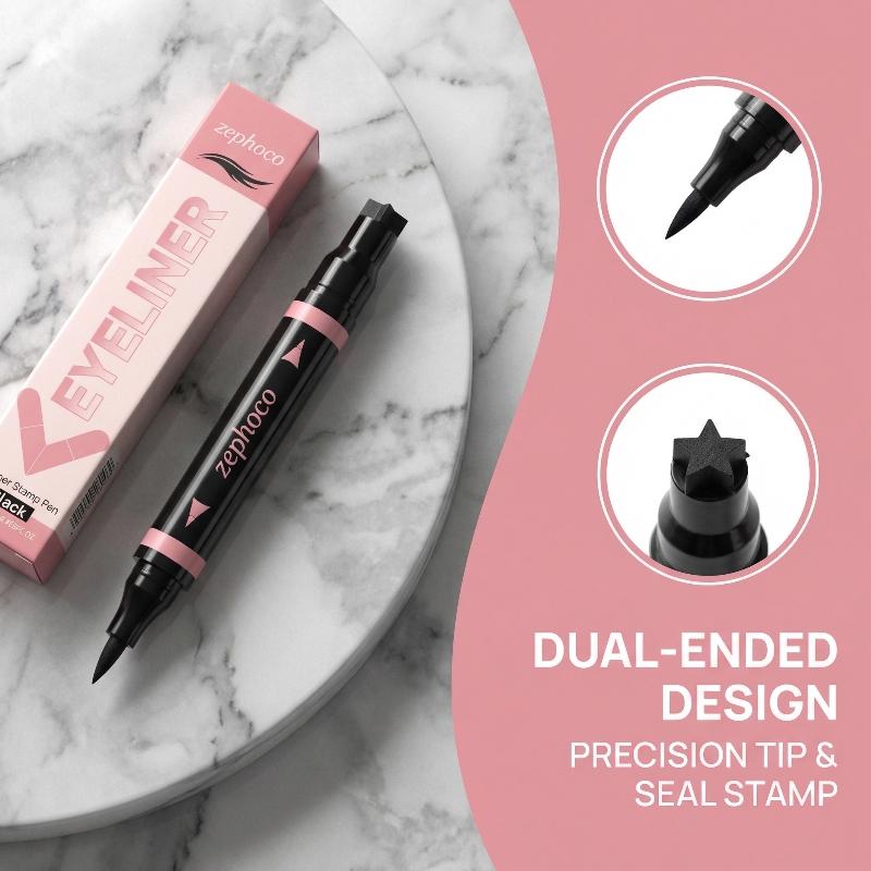 Waterproof Liquid Eyeliner Pen - Black Brown Integrated Eyeliner Stamp Precise