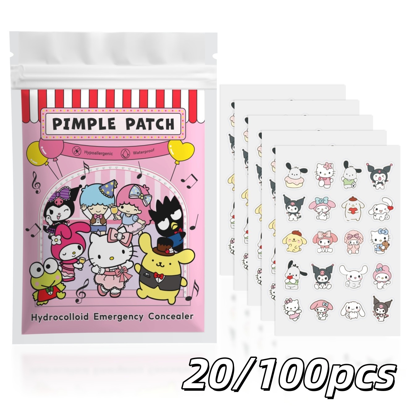 Hydrocolloid Pimple Patch - 20/100pcs Hello Kitty Hydrocolloid Pimple Patch