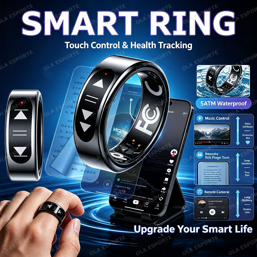 Health Monitors - New Touch Control Smart Ring E-book/Music/