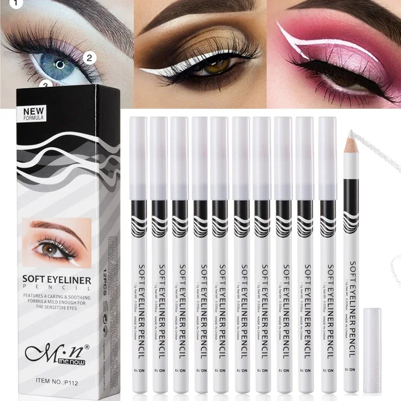 Waterproof Liquid Eyeliner Pen - 12pcs White Eyeliner Makeup Smooth Easy