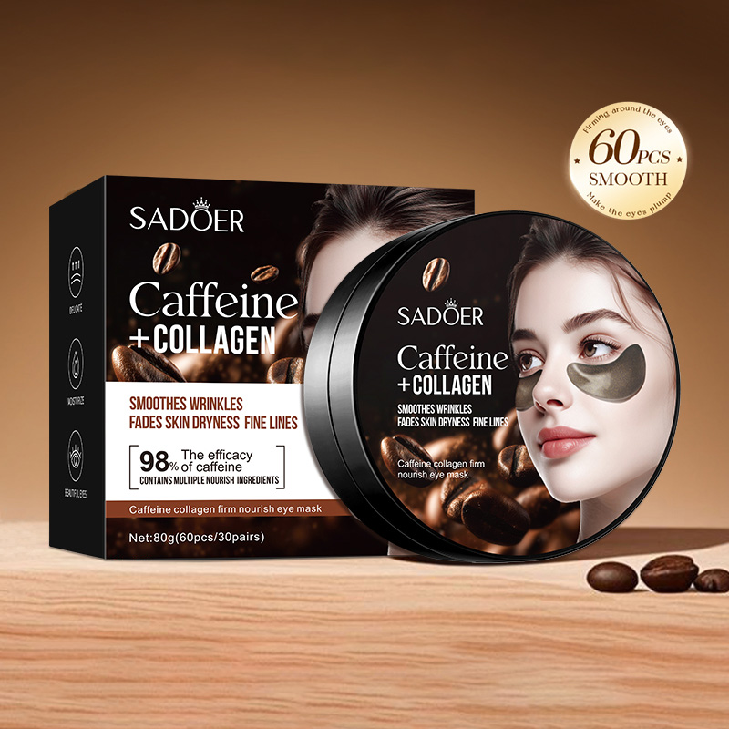Collagen Under Eye Patches - 60pcs SADOER Caffeine Crystal Collagen Eye