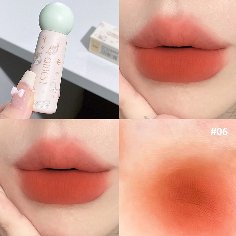 Matte Velvet Lip Tint Long Lasting - QIBEST Cute Velvet Matte Lip Mud