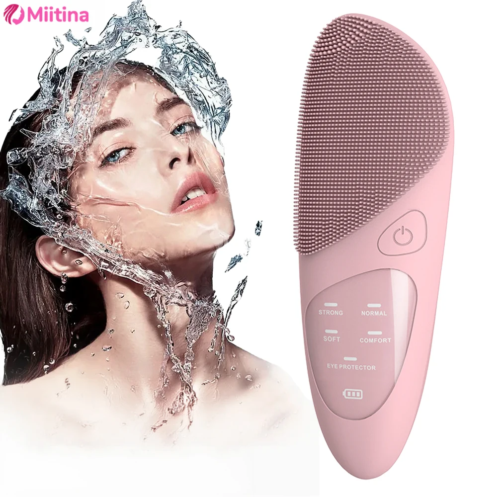 Silicone Face Scrubber Electric - Electric Face Cleansing Brush Ultrasonic Facial