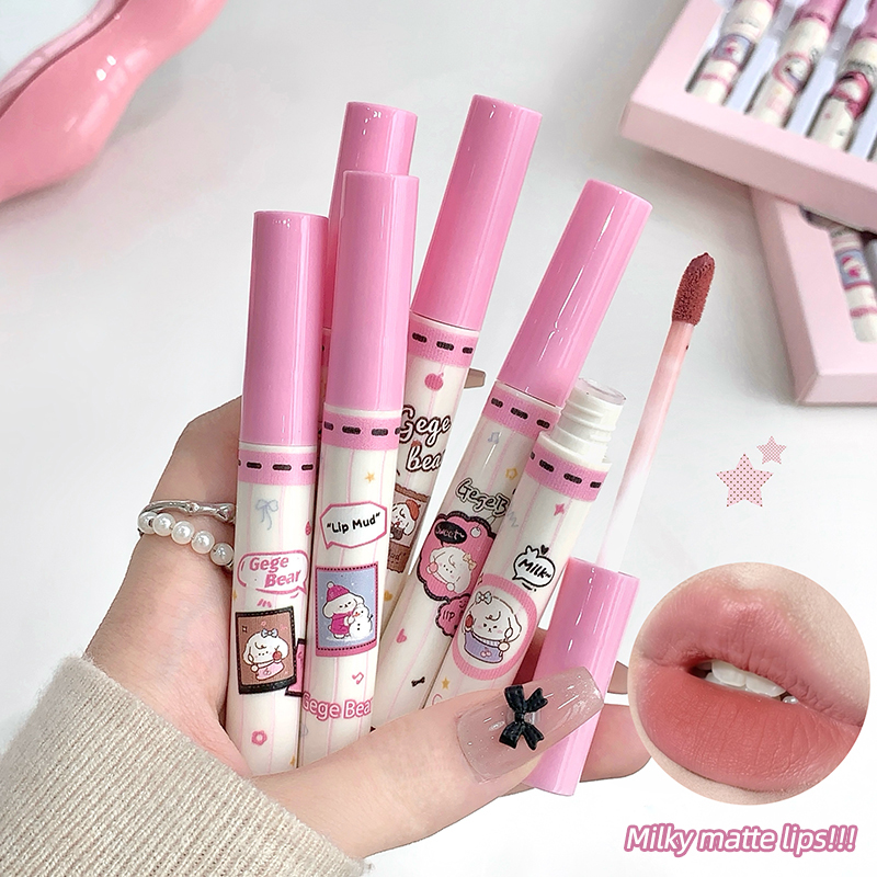 Gege Bear 6PC Velvet Lip Mud S - огляд і ціна Matte Velvet Lip Tint Long Lasting
