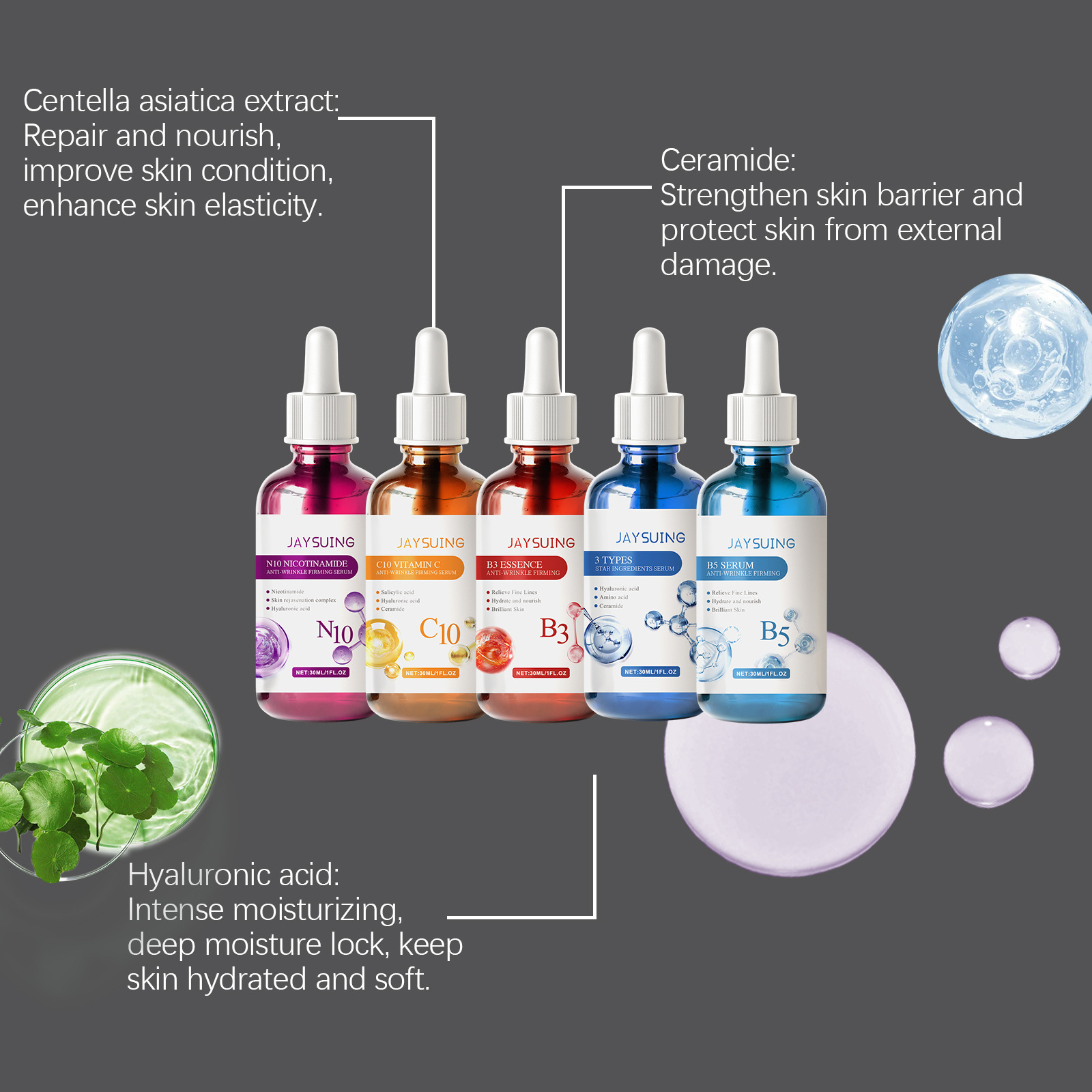 Face Serum Skin Care Sets 5PCS - огляд і ціна Niacinamide Pore Shrinking Essence