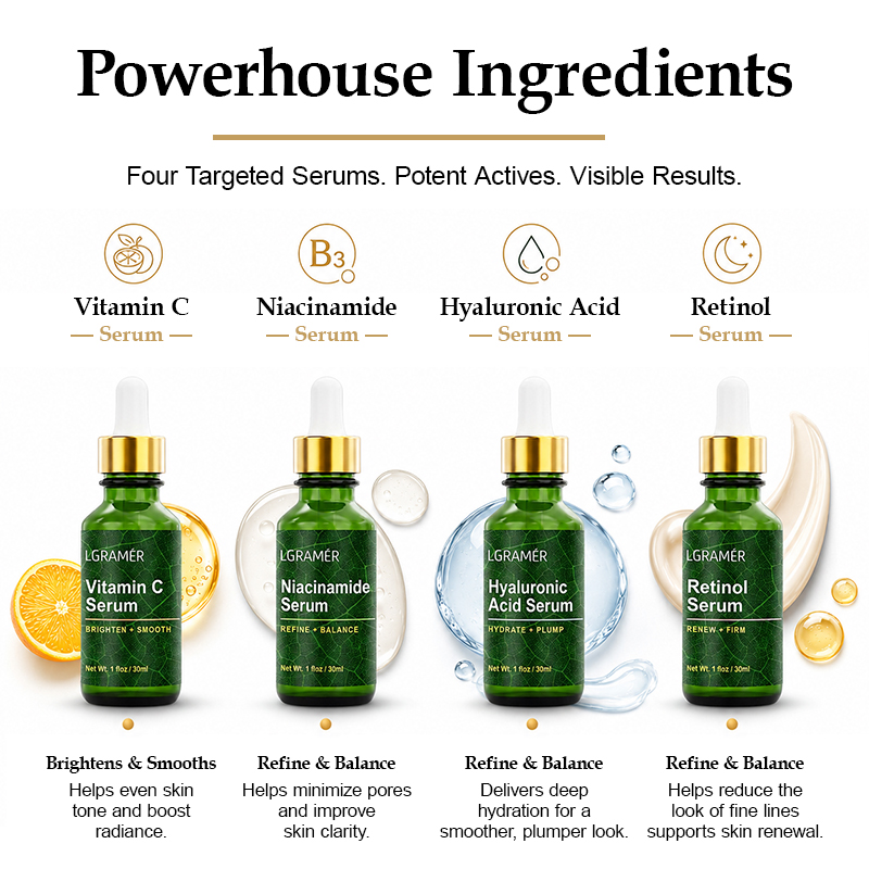 4PCS Facial Serum Set Niacinam - огляд і ціна Niacinamide Pore Shrinking Essence
