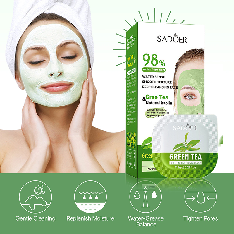 8pcs Green Tea Cleaning Mud Ma - огляд і ціна Green Tea Cleansing Clay Mask
