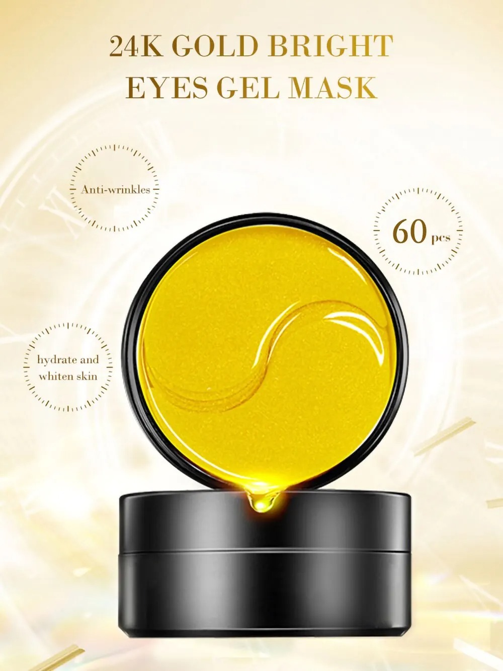 60pcs Golden Moisturizing Eye  - огляд і ціна Collagen Under Eye Patches